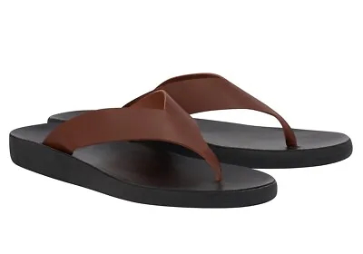 ANCIENT GREEK SANDALS Charys Men Comfort Brown Leather Black Sole Men's Sandals • $82.50