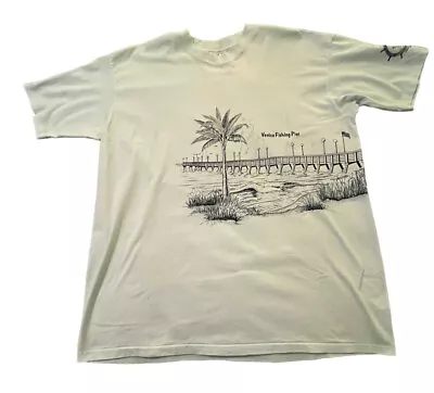 Vintage Crab & Oyster Bar T-Shirt Venice FL XL Green Double Sided Faded Made USA • $15