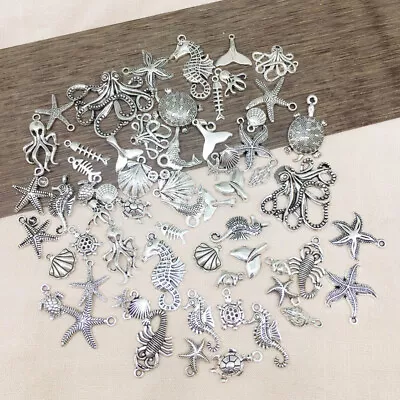  60 Beach Charms Tibetan Style Silver Alloy Bulk Marine Life Nautical Pendant • £6.52