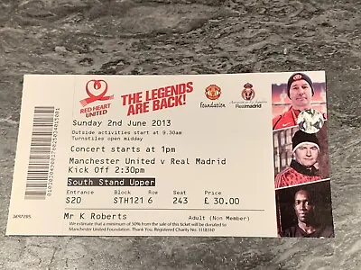 £1.99 • Buy Manchester United V Real Madrid Legends Football Ticket 2013