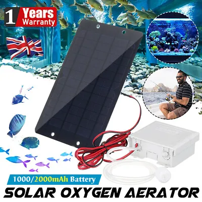 £20.99 • Buy 1000mAh Solar Powered Pond Oxygenator Water Pump Air Stone Oxygen Aerator Tank