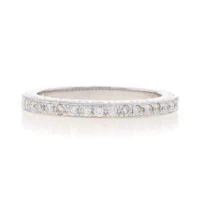 White Gold Diamond Wedding Band 14k Round Brilliant .32ctw Etched Milgrain Ring • $417.99