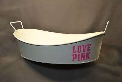 LOVE PINK Victoria's Secret White Oval Tin Store Display W/Handles Dog Logo • $99.99