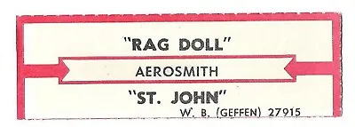 Jukebox Title Strip - Aerosmith:  Rag Doll  /  St. John  - From '88 Hit • $3.85