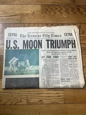  U.S  MOON TRIUMP  Kansas City Times Newspaper July 21 1969 • $18