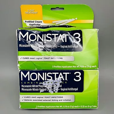 Monistat 3 Day Treatment Vaginal Antifungal 2PK X 3 Applicator 0.32oz Exp 7/24+ • $22.96