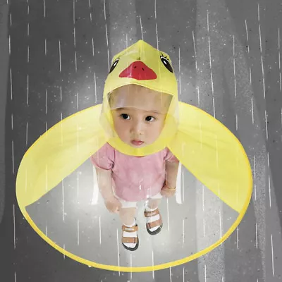 Cartoon Duck Kids Raincoat Umbrella UFO Shape Rain Hat Cape Foldable Classy L • $19.43