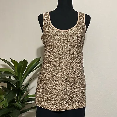 J. Crew Women’s S Peach Gold Sequins Tank Top Shimmer New Year’s Party • $12.70