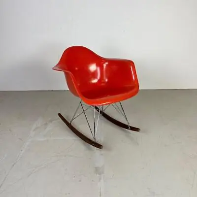 VINTAGE 1950s EAMES HERMAN MILLER RAR ROCKING CHAIR IN SALMON ORANGE  #3814 • $1057.05