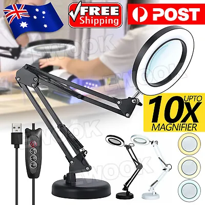 10X Magnifier Light Magnifying Lamp Desk Table Glass Salon Tattoo Light Dimming • $22.95