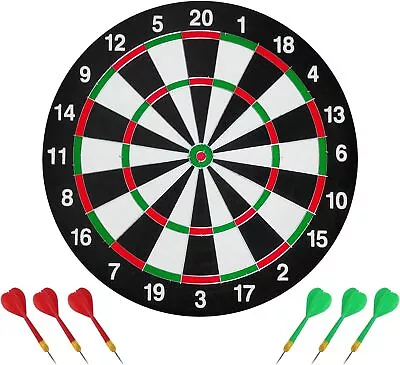 17  Double Sided Dart Board Game For Adults Kids Dartboard With 6 Darts Set New • £9.39