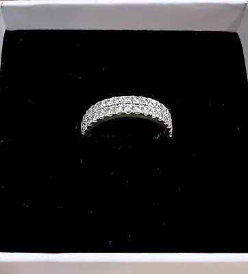 14kt White Gold 1.5ct Half Eternity Band Moissanite Low Profile Sz 6.25 • $360