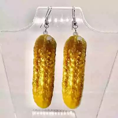 Pickle Earrings - Cucumber Earrings - Food Earrings - Snack Earrings • $10.49