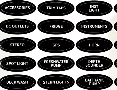 $10 • Buy  ROCKER SWITCH PANEL OVAL VINYL LABELS 28PCS  Boat Marine Switchboard Stickers