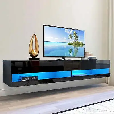 LED High Glossy Floating TV Stand Wall Mounted For TVs Up To 80  Media Console • $166.24