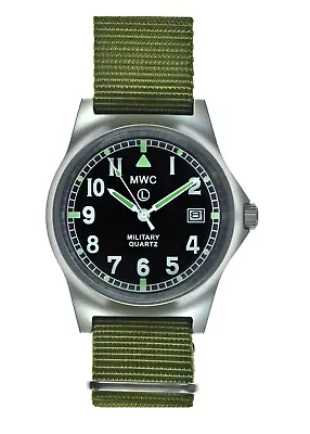 MWC G10LM Military Watch | 50m | Date Window | Screw Case Back | Olive Strap • £84