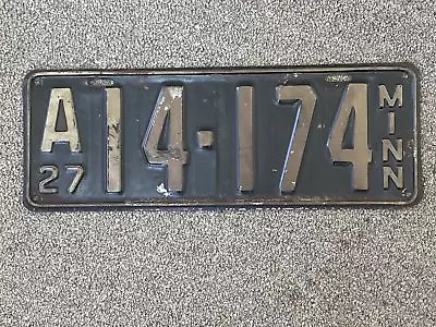 1927 Minnesota License Plate #A14-174 • $15