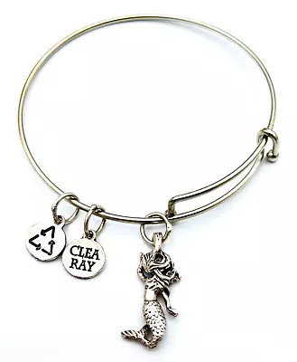 Clea Ray Silver Tone Mermaid Charm Bangle Bracelet • $12.99