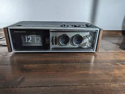 Vintage Panasonic RC-7469 Flip Clock AM/FM Alarm Radio Wood - WORKING GREAT • $200