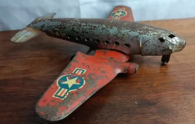 Toy Airplane Pressed Steel WWII Marx Wyandotte Toys Plane Vintage 7.5 Inch Long • $20