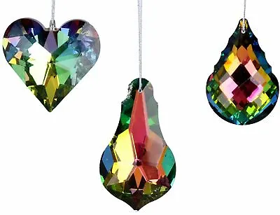 £12.99 • Buy Gisela Graham Christmas Set Of 3 Glass Decorations 6cm - Peacock Jewel Shapes