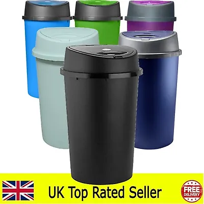 45l Kitchen Bin With Touch Top Lid Black Silver Apple Blue Plum Red Cream • £13.49