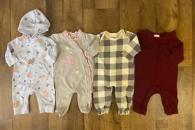 Baby Girl 0/3 Months Rompers Long Sleeved 1 Piece Outfits Clothes Lot • $16.99