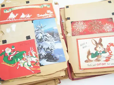 VTG CHRISTMAS CARD SCRAPBOOK Easter Mothers Day Baby Santa Sleigh Toys Tree • $58