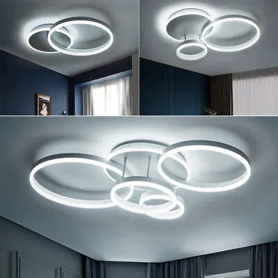 Living Room Chandelier LED Lamp White Frame Ceiling Light Modern Pendant Lights • £42.99