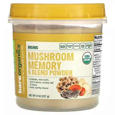 Organic Mushroom Memory 6 Blend Powder 8 Oz (227 G) • $23.60