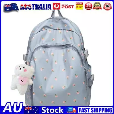 Fashion Floral Backpack College Student Large School Bag Mochila (Blue) AU • $22.29