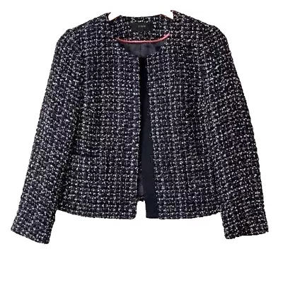 J.Crew Midnight Tweed Wool Blend Jacket Blazer Navy Metallic Multi Women Size 4 • $45.98