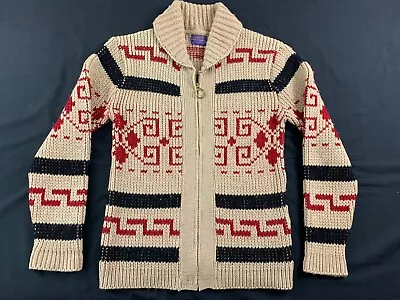Vintage Pendleton Cowichan Sweater Shawl Collar Zip Front Sz M Big Lebowski • $324.72