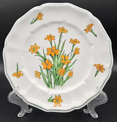 Crown Staffordshire DEVON Fine Bone China Plate 8  White With Orange Flowers  • $12.80