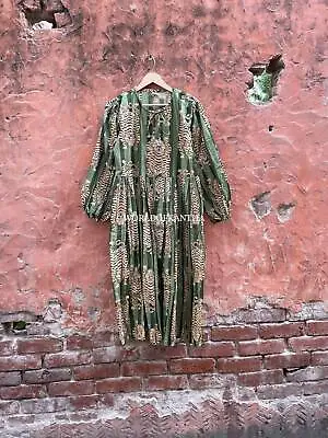 Dress Cotton Tiger Printed Indian Tunic Summer Gown Vintage Dress Women & Girls • $31.08