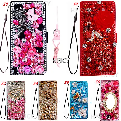 For AT&T Cricket Bling Glitter Sparkly Leather Case Flip Wallet Phone Cover • $19.99