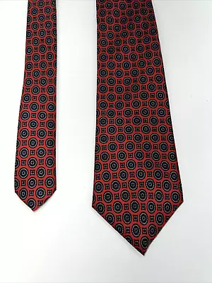 Liberty Of London 57” Men’s Tie Imported Fabric 100% Silk Red Circles Design • $17.76