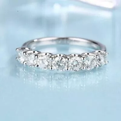 2Ct Round Cut Lab Created Diamond Women Eternity Band Ring 14K White Gold Plated • $74.99
