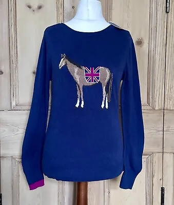 NEW Joules Marsha Navy Horse Union Jack Jumper Size 10 • £35