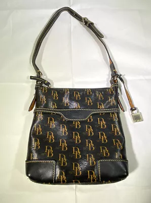 Dooney & Burke  Black Waxed Canvas Shoulder Bag Purse W/ Fob - Not Crossbody • $42.99