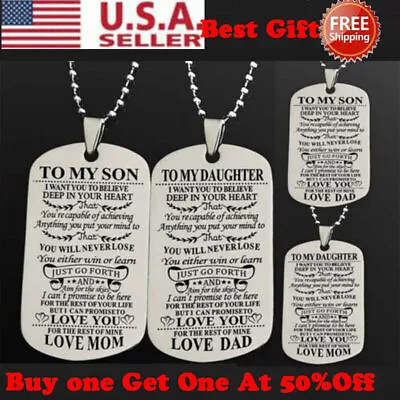 To My Son Daughter Gift From Dad Mom Military Dog Tag Pendant Necklace Xmas  • $6.99