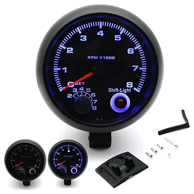 3.75''Universal Car Tachometer Tacho Gauge Meter LED Shift Light 0-8000RPM Q7Y8 • $17.58