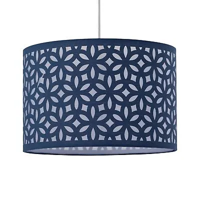 Modern Navy Blue Laser Cut 25cm Easy Fit Ceiling Light Shade Pendant Lightshade • £13.99