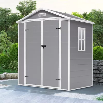 Outdoor Garden Storage Shed Pastic Tool House Flat/Apex Roof 6x4.4FT 5x4FT 5x3FT • £249.95