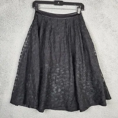 ALL SAINTS Women's Black Lace Floral Print Silk Skirt Size 6 • $34.99