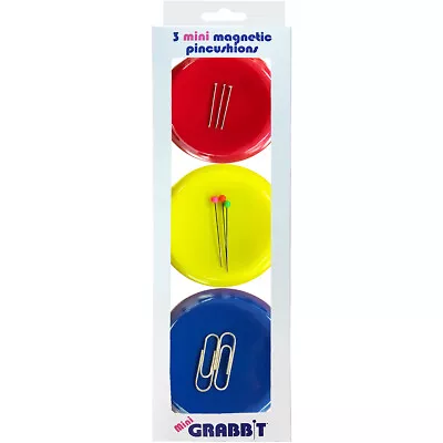 Euro-Notions Mini Grabbit Magnetic Pincushion 3/Pkg-3  Round - Assorted Colors • $17.28