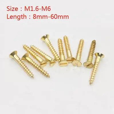 Solid Brass Slotted Countersunk Wood Screws All Gauges & Size M1/m2/m3/m4/m5/m6 • £2.99