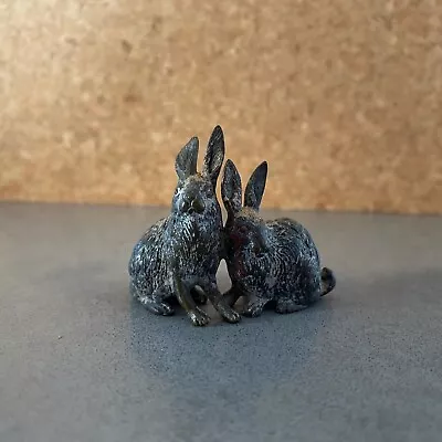 Vintage Cold Painted Vienna Bronze Miniature Rabbit Pair • $110.84