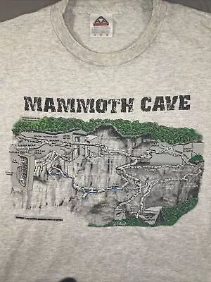 Mammoth Cave T Shirt Large Gray National Geographic Kentucky Vintage 2001 • $9