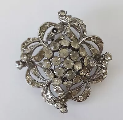Vintage Marcasite And Rhinestone Brooch Pin • $6.95